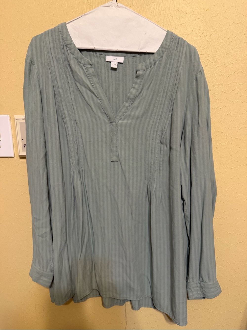 J. Jill Sage Green Pintuck V-Neck Tunic